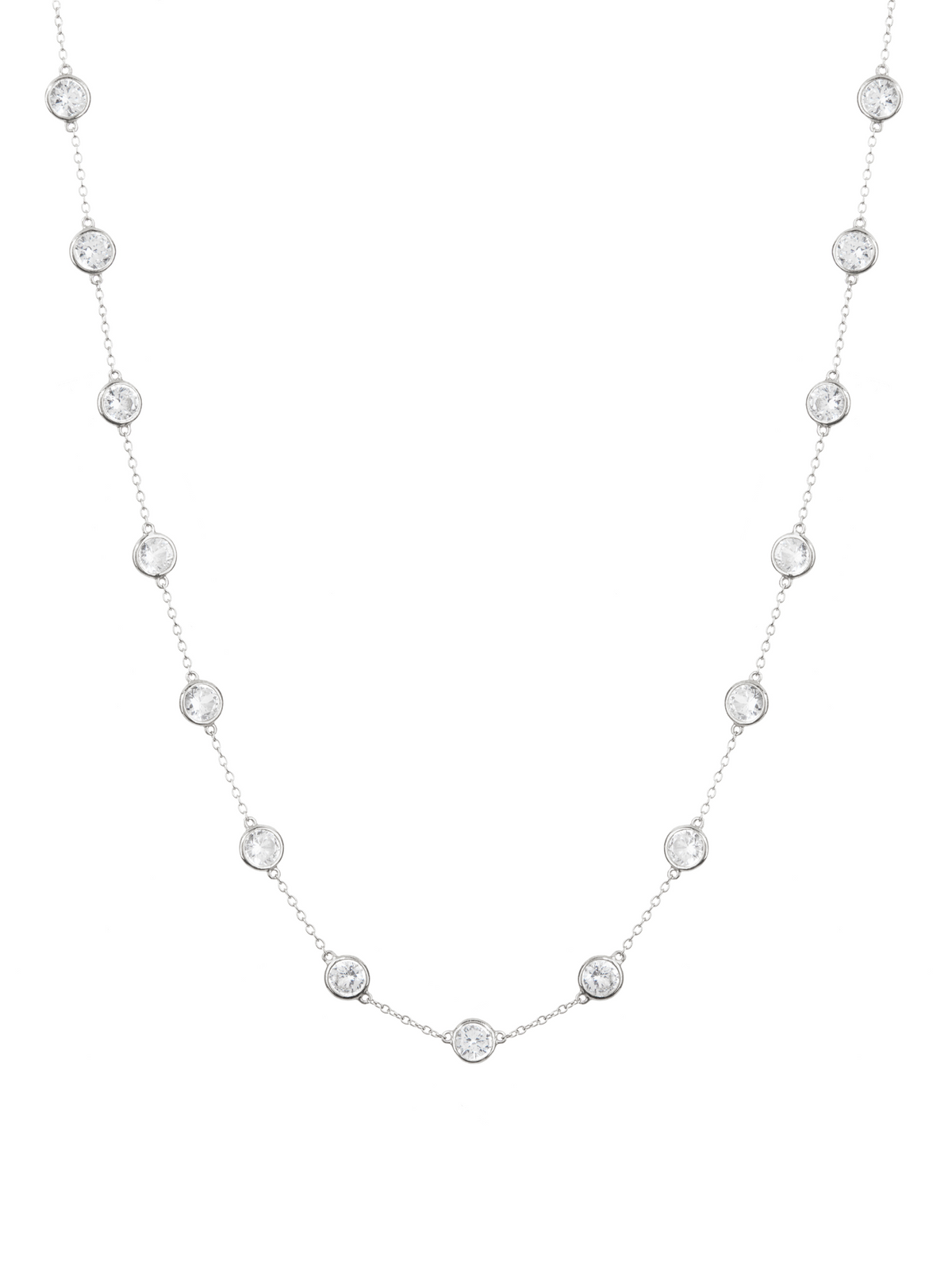 CLEMENCE NECKLACE IN 7.50 CTS LAB WHITE SAPPHIRE, STERLING SILVER