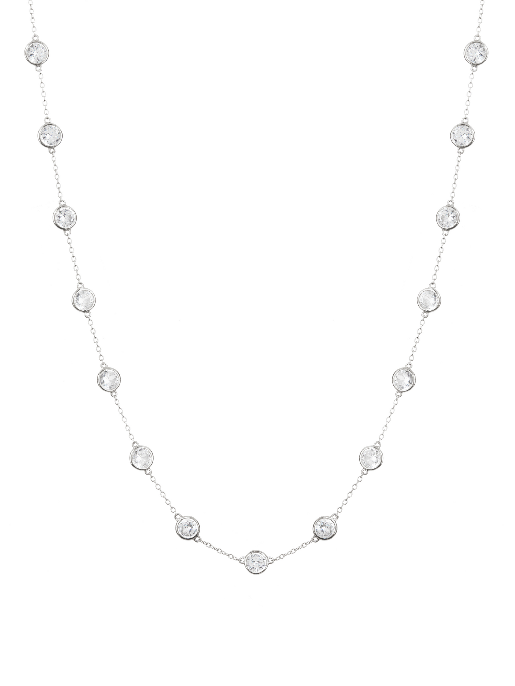 CLEMENCE NECKLACE IN 7.50 CTS LAB WHITE SAPPHIRE, STERLING SILVER