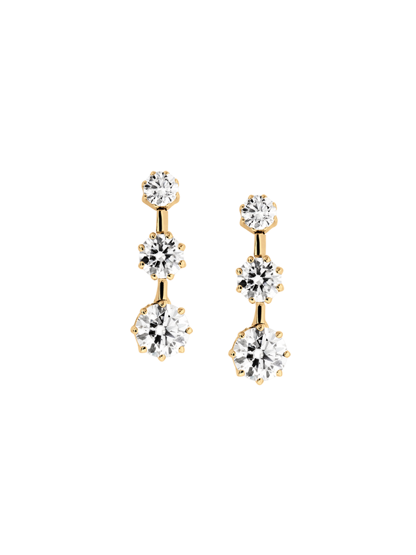 COLETTE 3-STONE DROP EARRINGS IN MOISSANITE