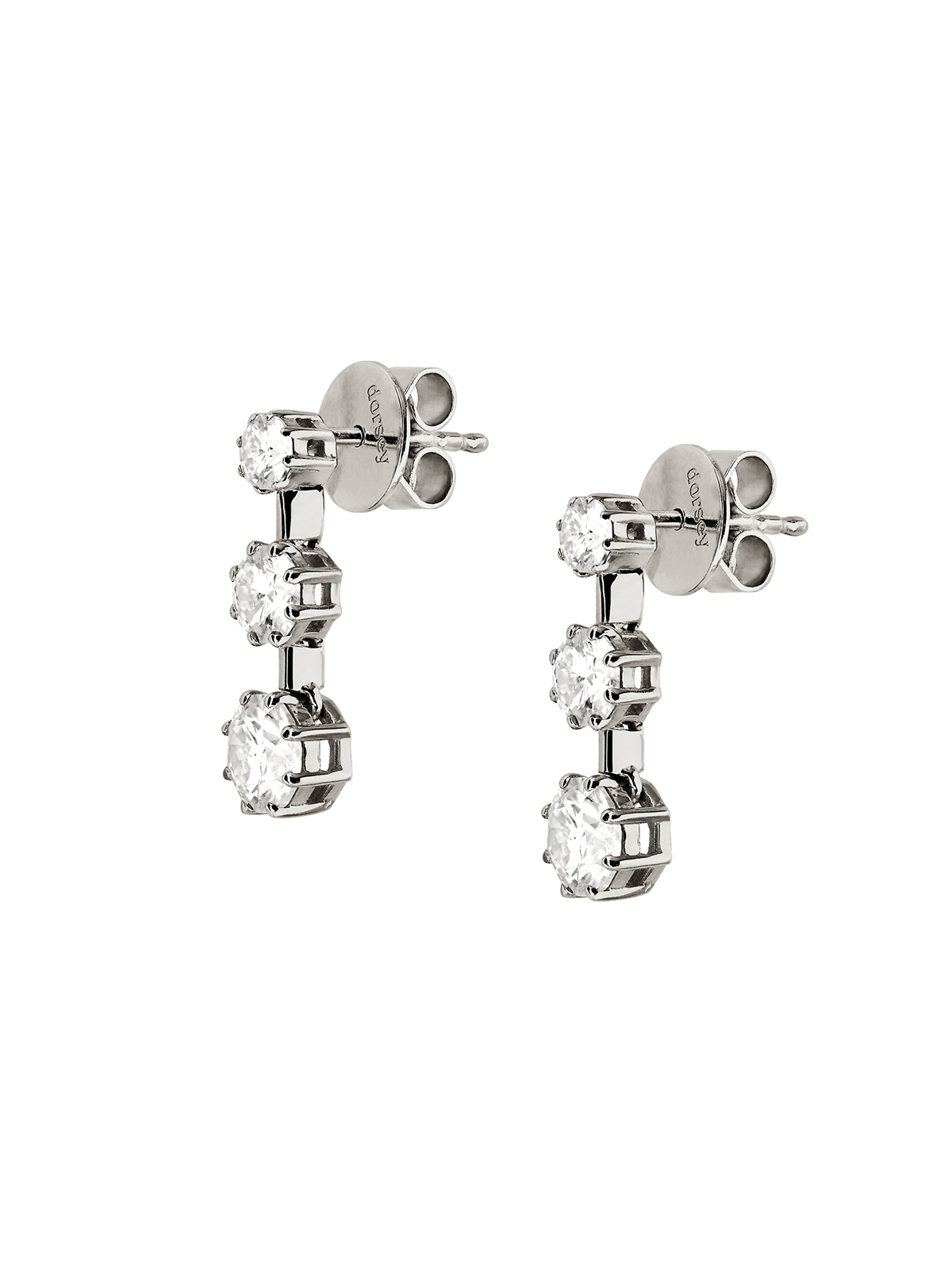 COLETTE 3-STONE DROP EARRINGS IN MOISSANITE