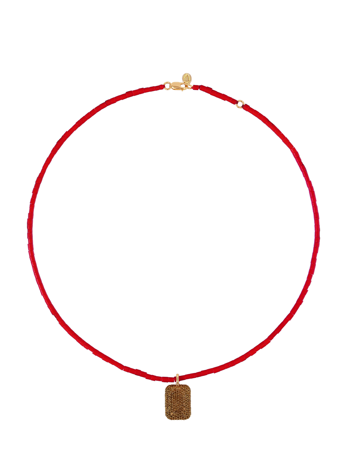 CORTE BEAD AND PAVÉ PENDANT NECKLACE IN CORAIL, 18K GOLD VERMEIL