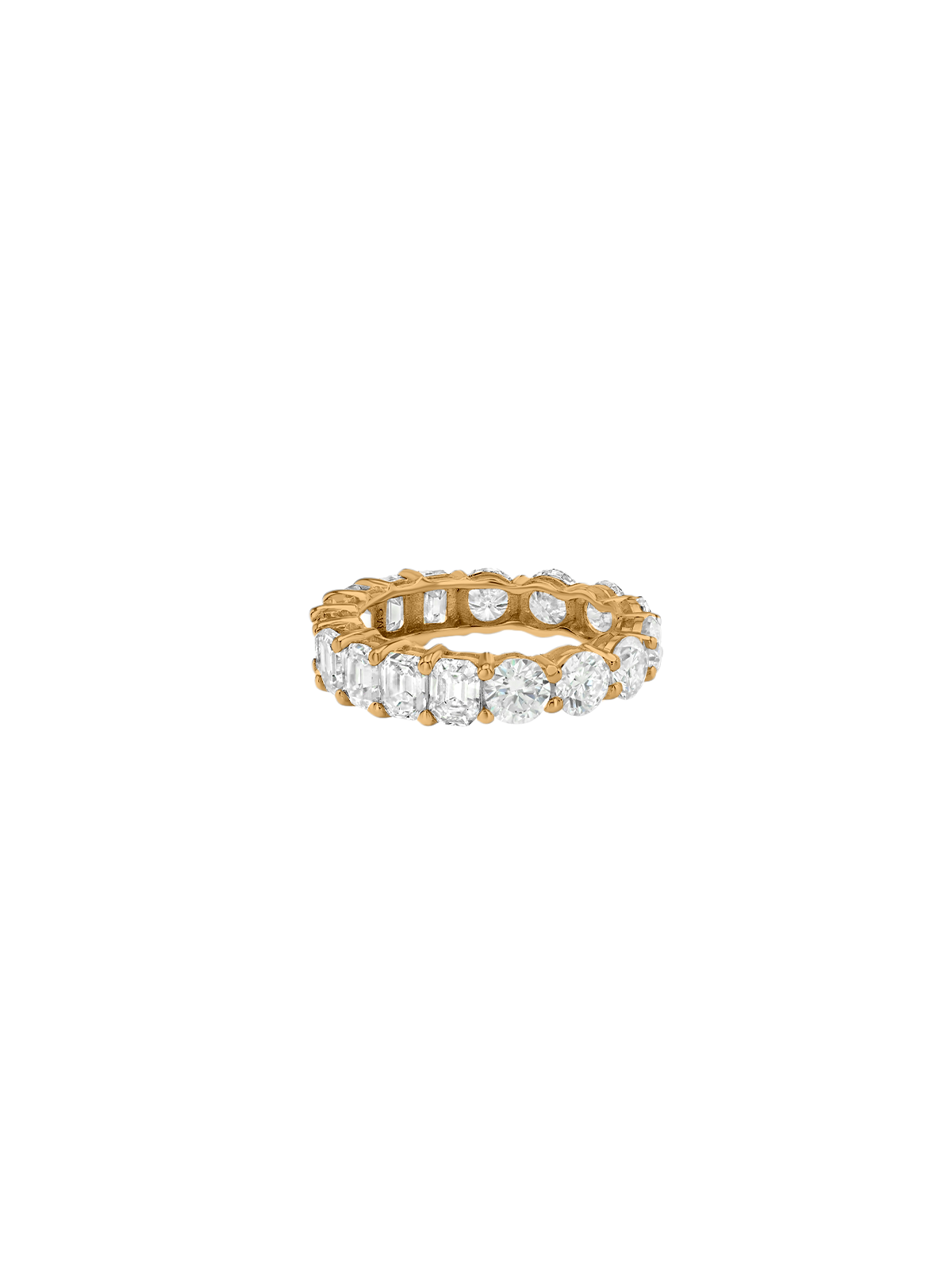 14K DEMI ROUND AND EMERALD CUT ETERNITY BAND IN LAB DIAMOND, 14K YELLOW GOLD