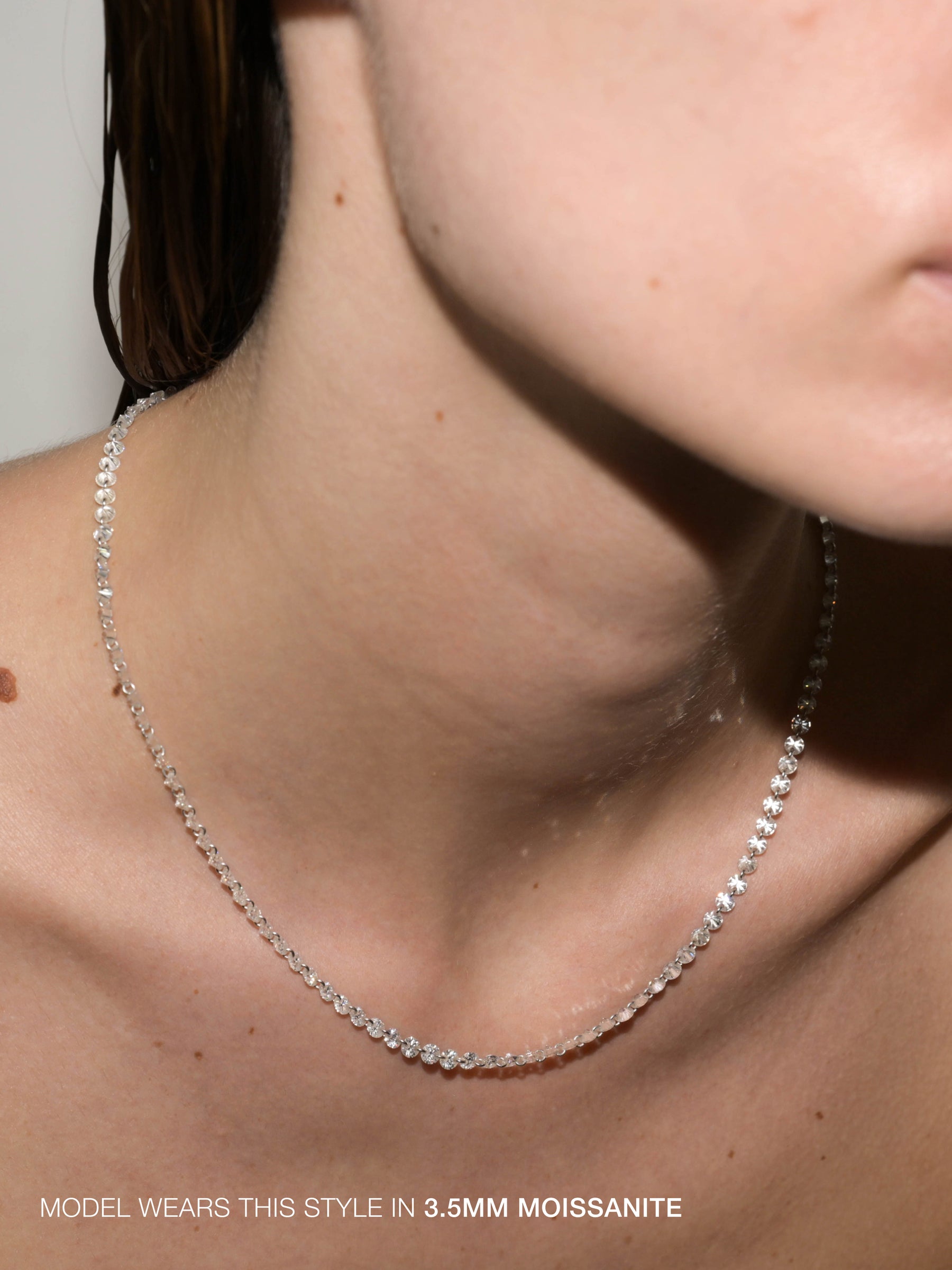 14K FLOATING ETERNITY NECKLACE IN 3.5MM LAB EMERALD, 14K YELLOW GOLD