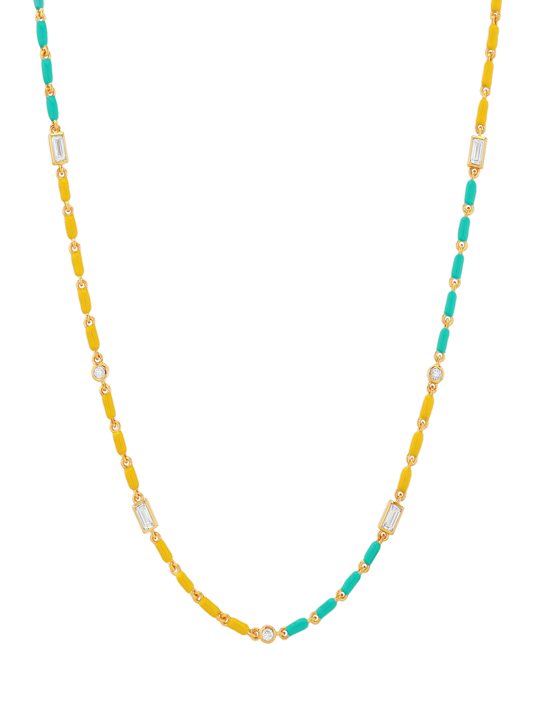 ENAMEL MOISSANITE NECKLACE IN ÉTÉ, 18K GOLD VERMEIL