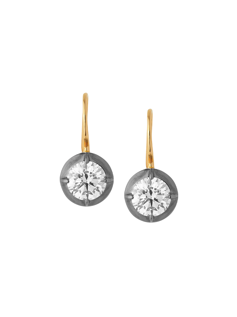 LUCIEN LATCHBACK EARRINGS IN MOISSANITE, 18K GOLD VERMEIL