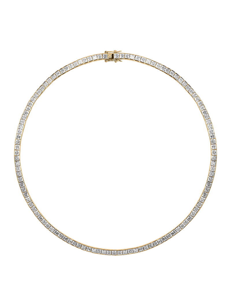DORSEY PRINCESS-CUT RIVIÈRE NECKLACE IN LAB WHITE SAPPHIRE, 18K GOLD VERMEIL