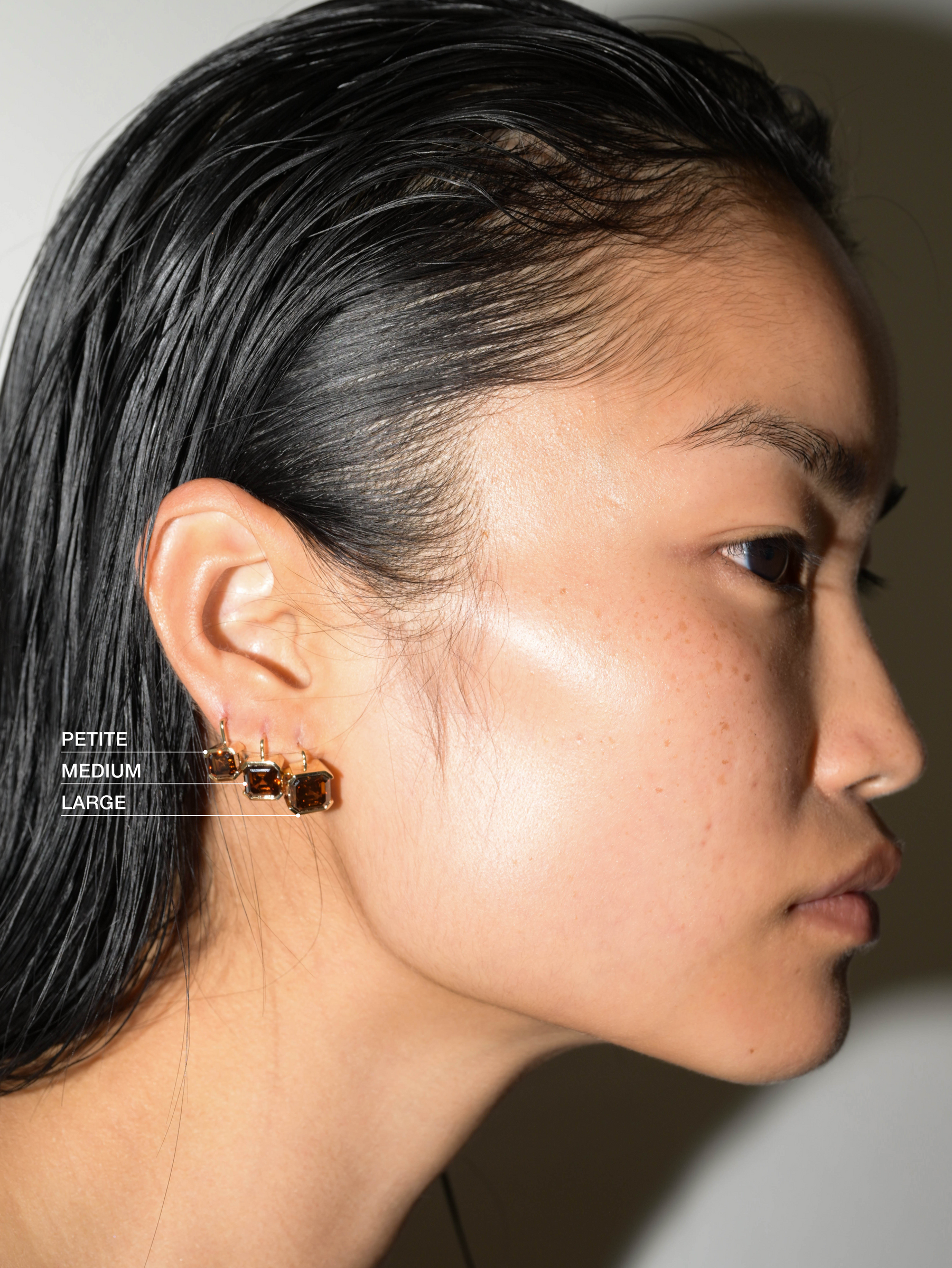 14K INÈS ASSCHER-CUT EARRINGS IN LAB COGNAC DIAMOND, 14K YELLOW GOLD
