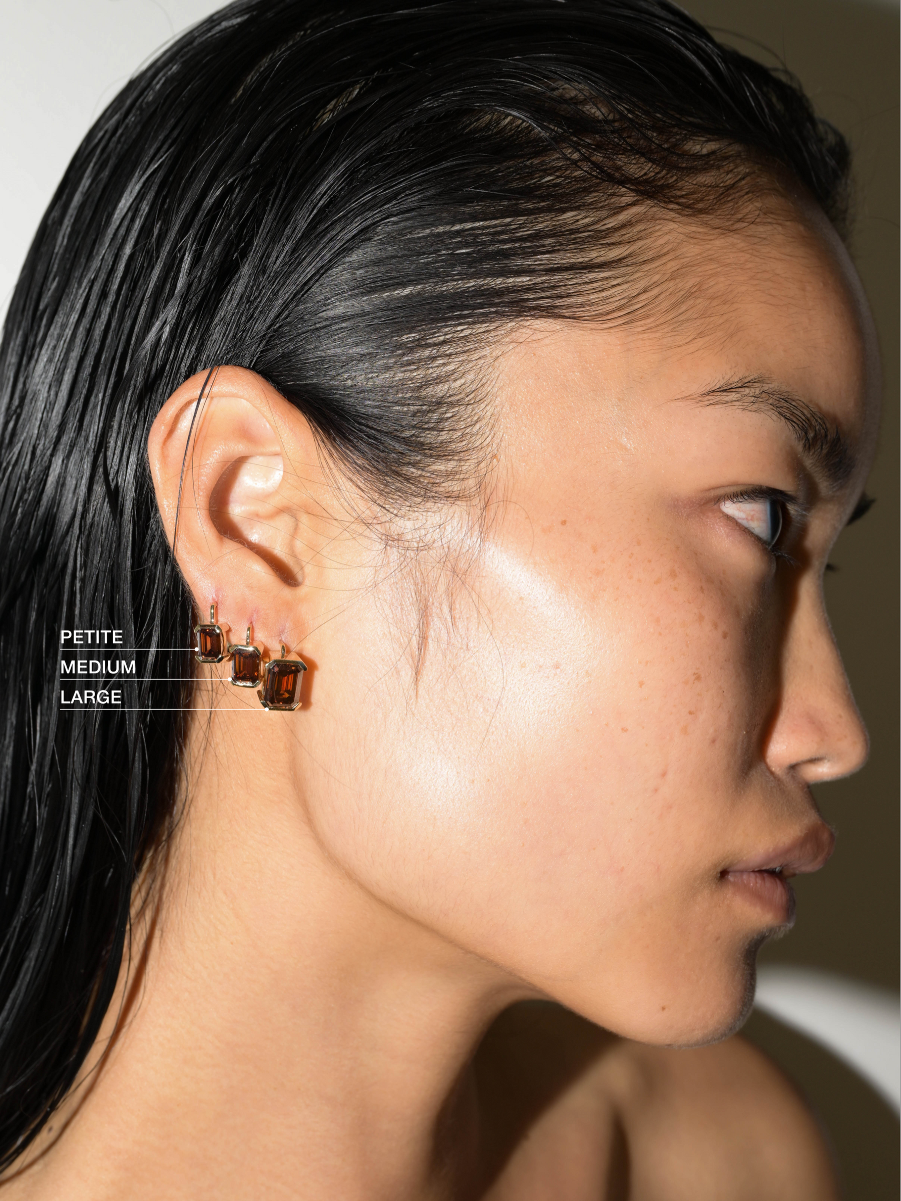 14K INÈS EMERALD-CUT EARRINGS IN LAB COGNAC DIAMOND, 14K YELLOW GOLD