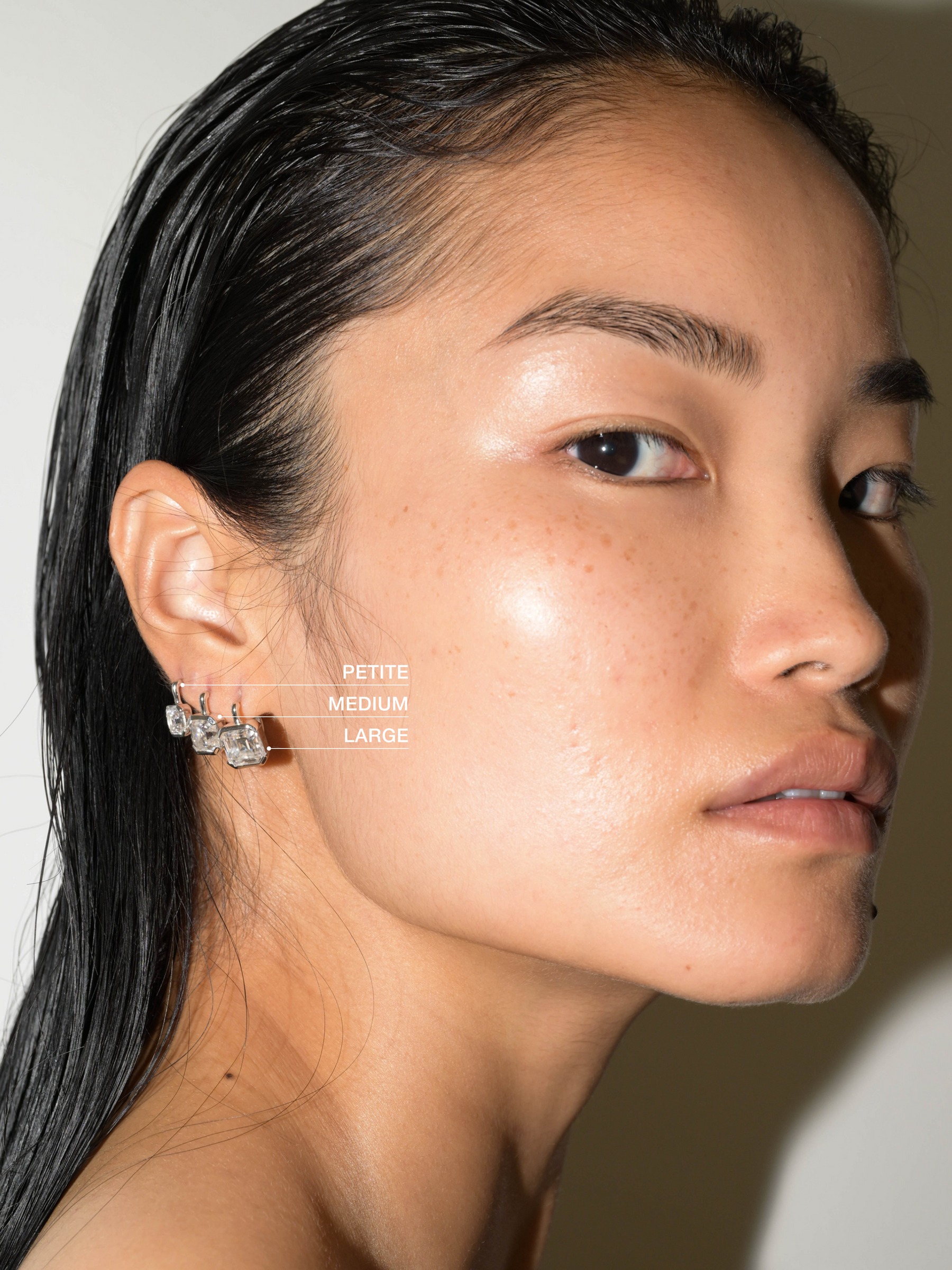 14K INÈS ASSCHER-CUT EARRINGS IN LAB DIAMOND, 14K WHITE GOLD