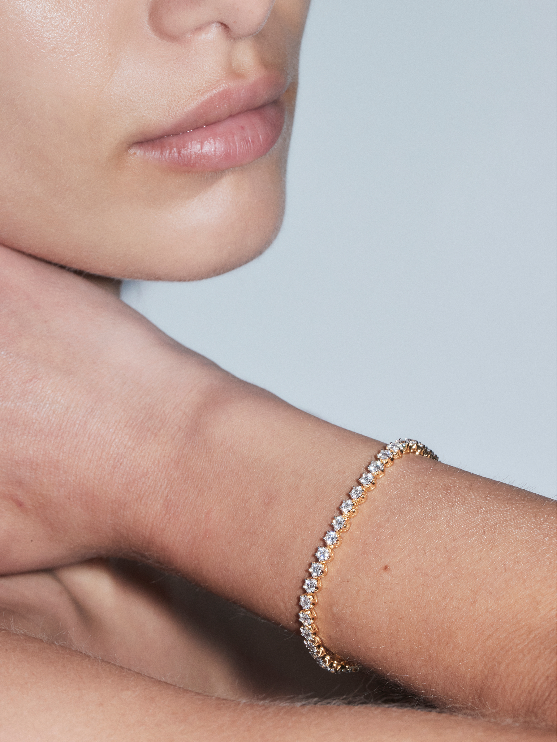 IRIS RIVIÈRE BRACELET IN MOISSANITE, GOLD VERMEIL AND WHITE RHODIUM