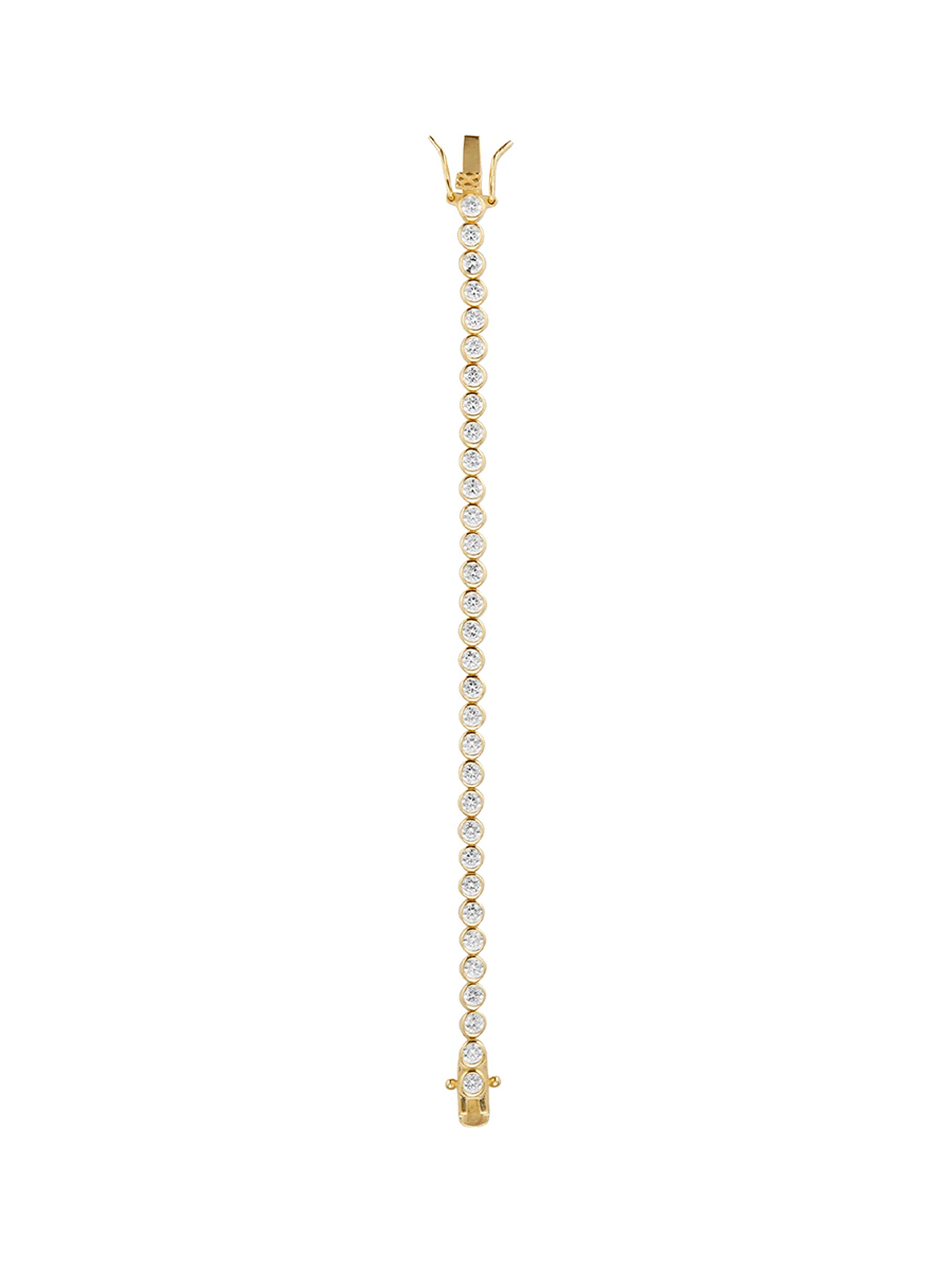 JAMES BEZEL RIVIÈRE BRACELET IN LAB WHITE SAPPHIRE, 18K GOLD VERMEIL