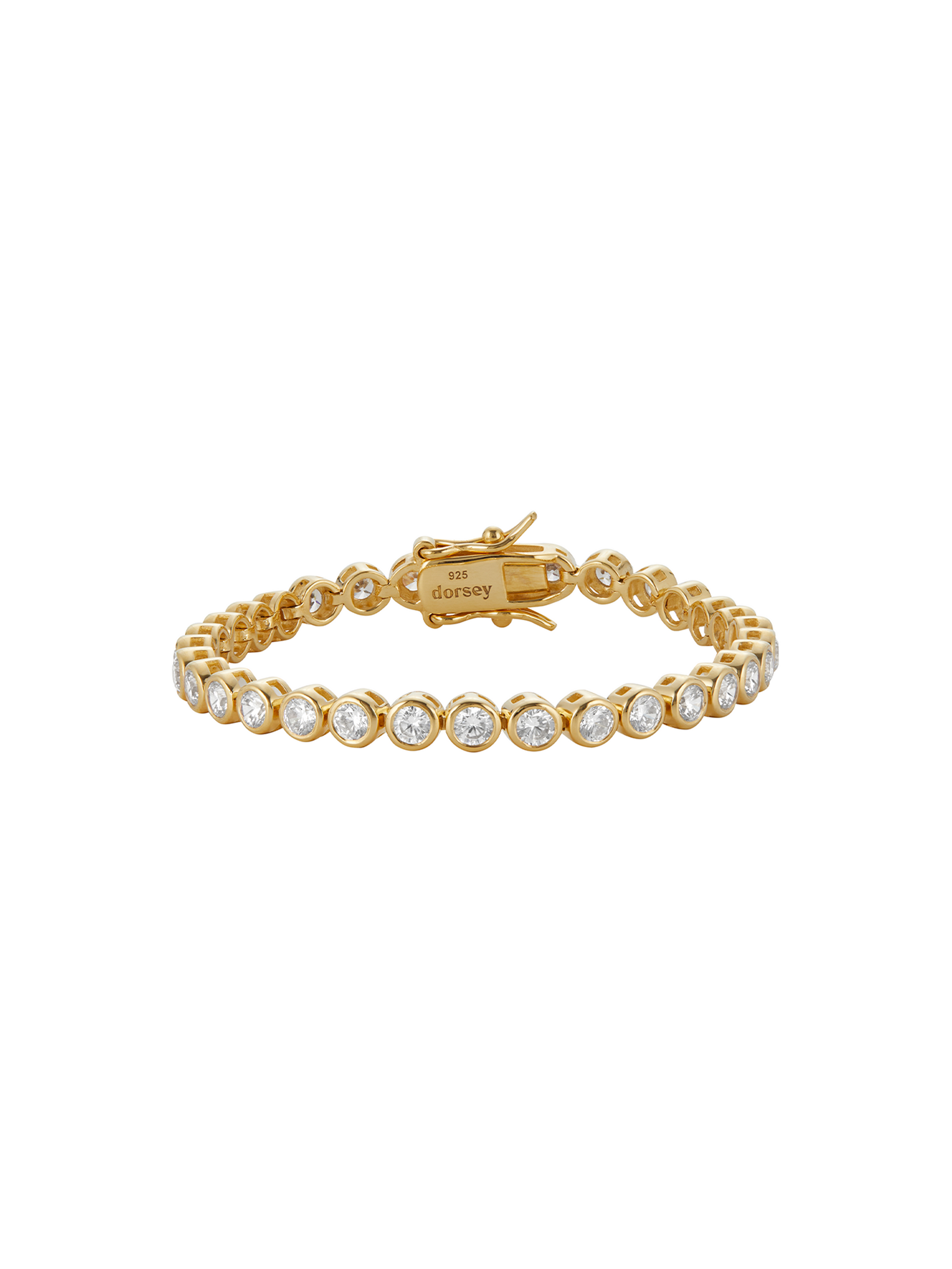 JAMES BEZEL RIVIÈRE BRACELET IN LAB WHITE SAPPHIRE, 18K GOLD VERMEIL