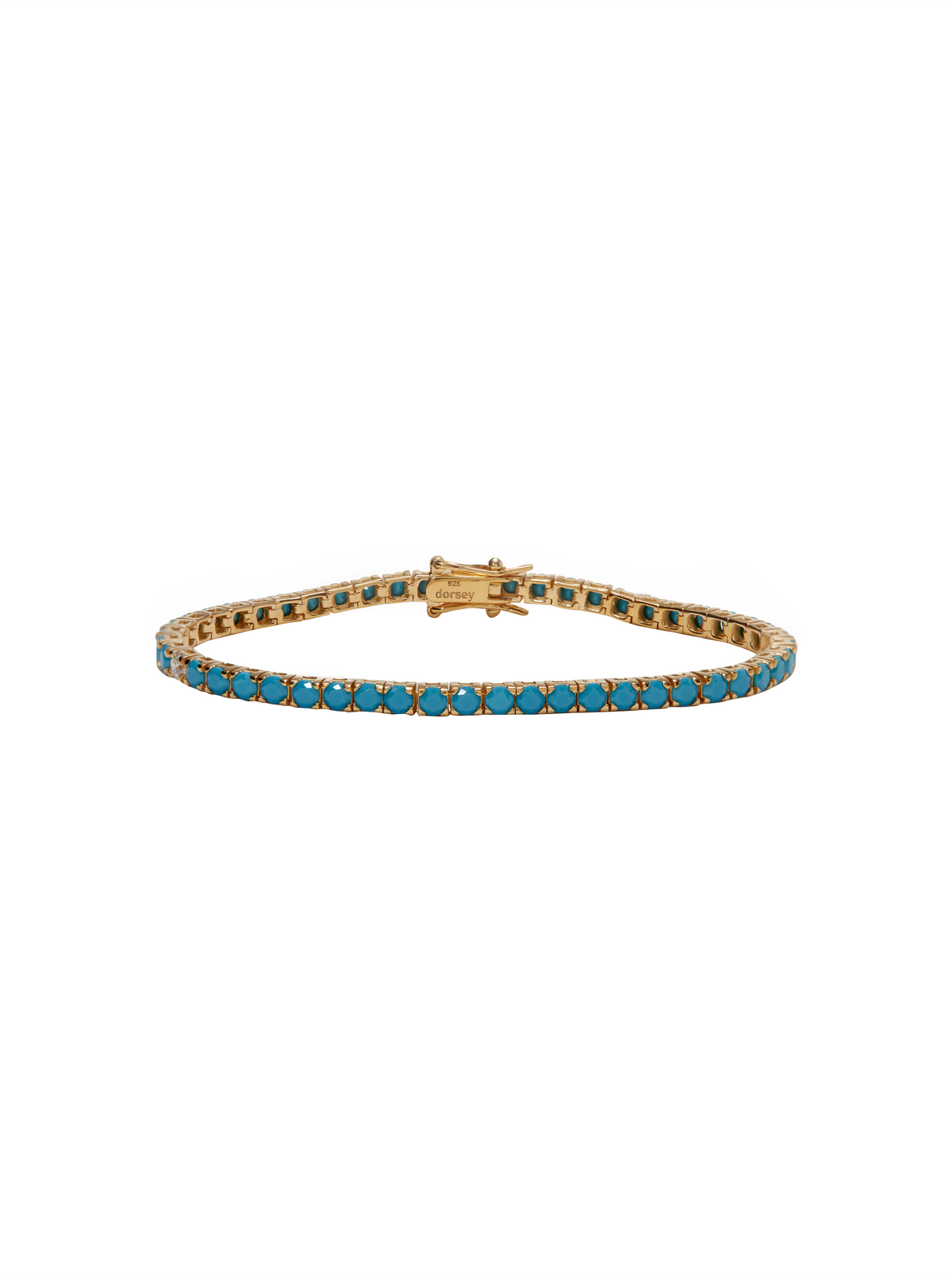 KATE ROUND CUT, 3MM NANO TURQUOISE AND LAB DIAMOND GOLD RIVIÈRE BRACELET