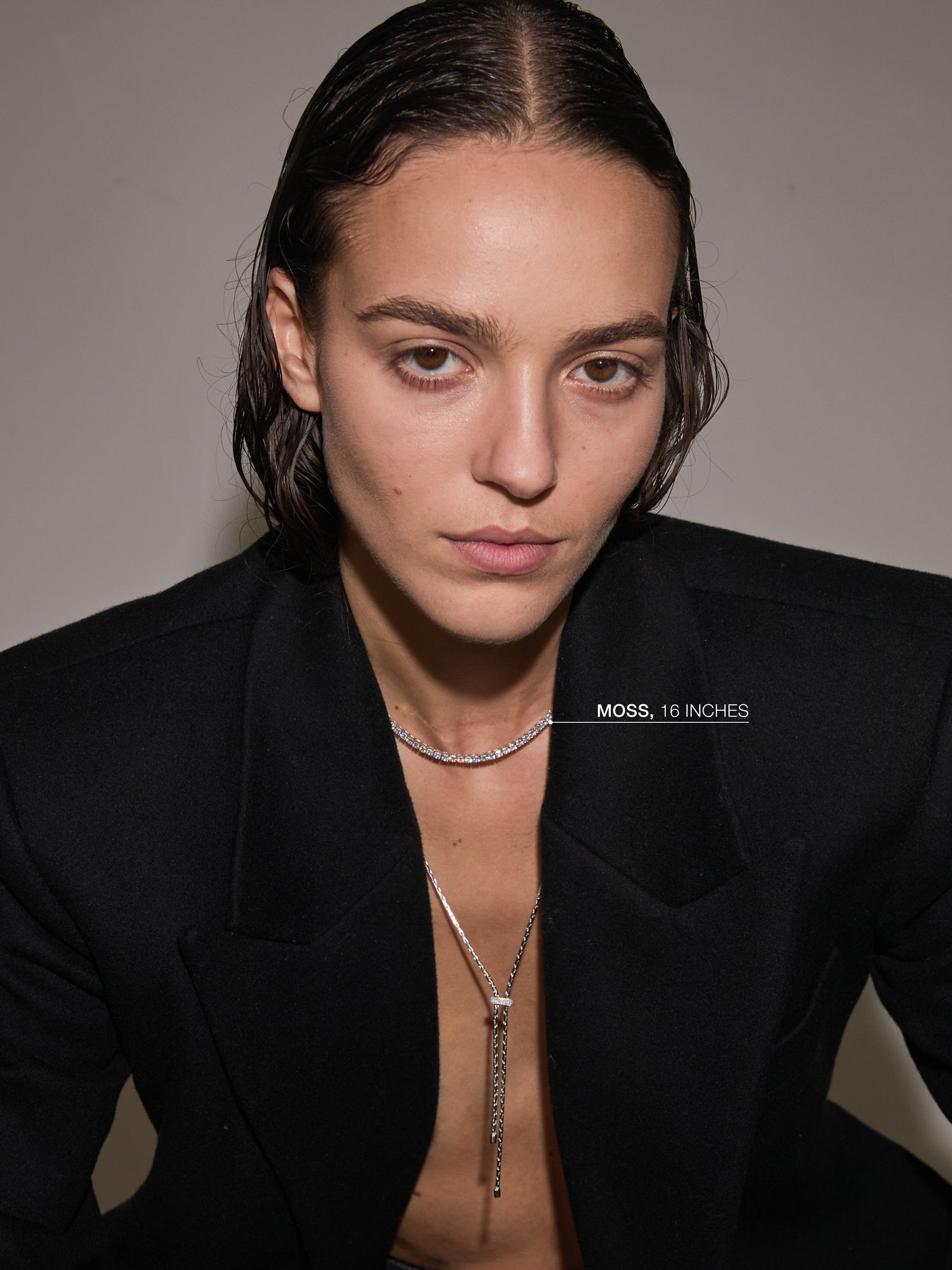 LINNEA LARIAT NECKLACE IN MOISSANITE, STERLING SILVER