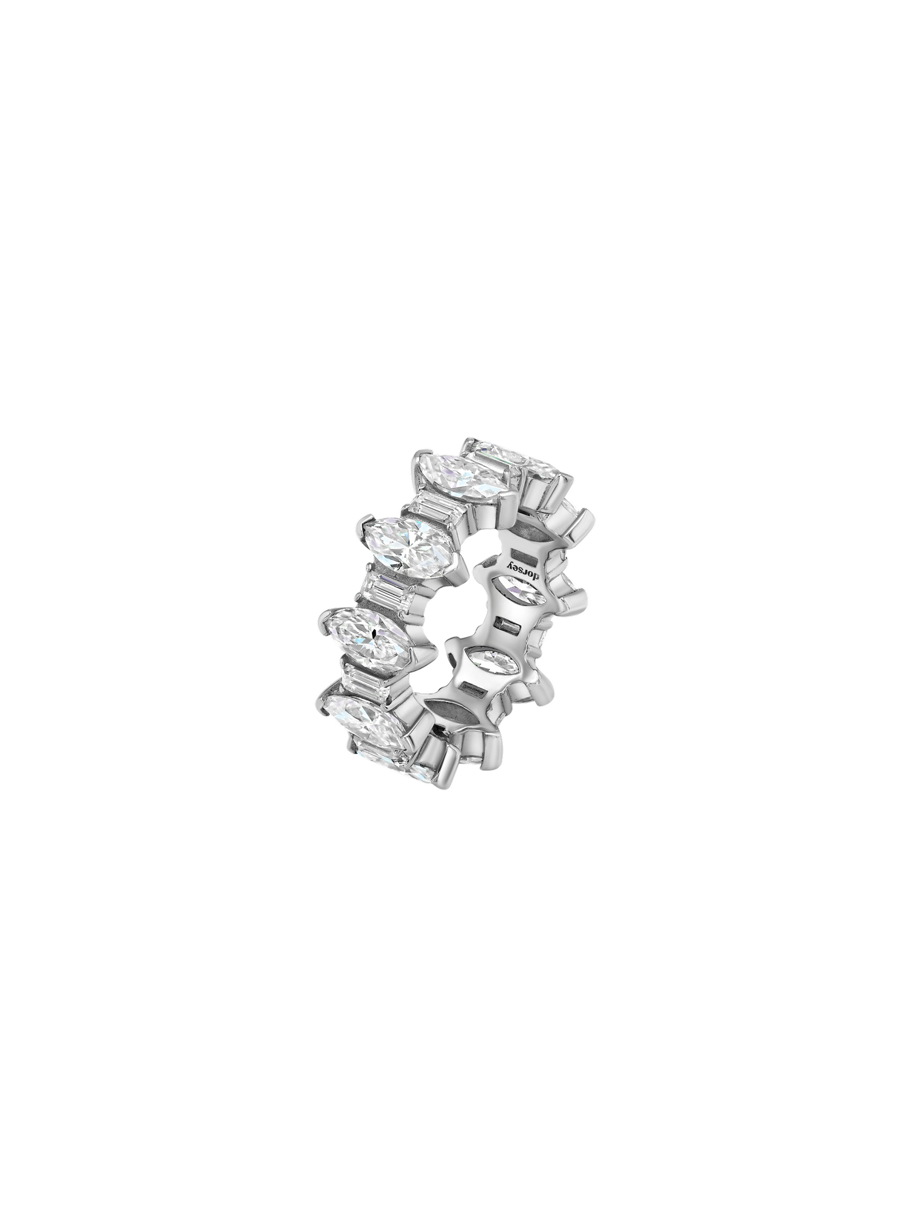 MARQUISE AND BAGUETTE ETERNITY BAND IN MOISSANITE, STERLING SILVER