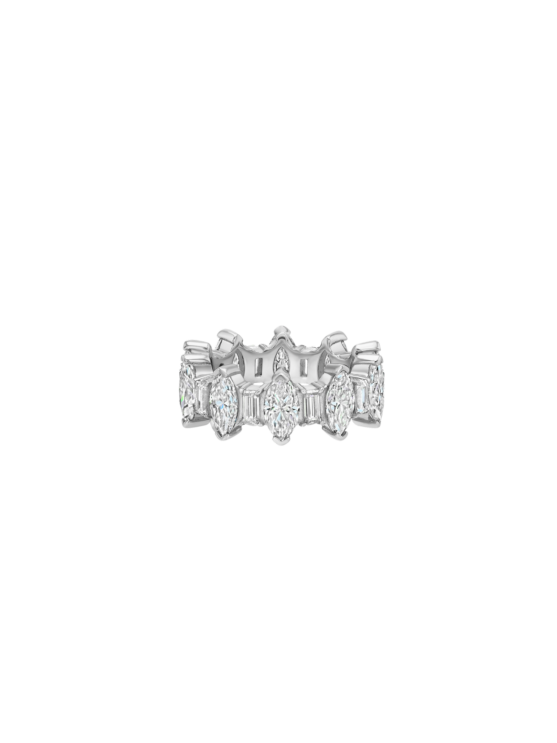 MARQUISE AND BAGUETTE ETERNITY BAND IN MOISSANITE, STERLING SILVER