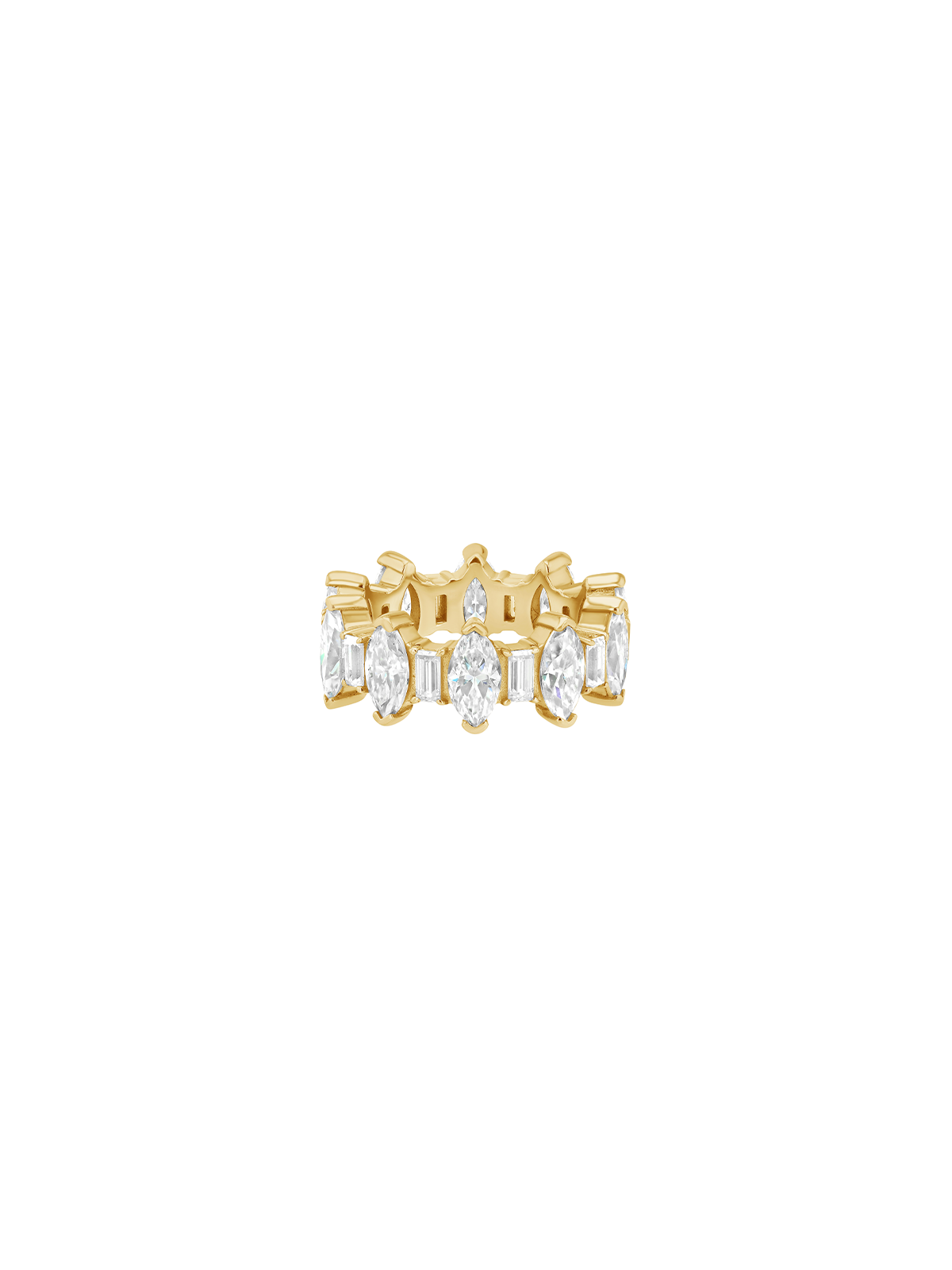 MARQUISE AND BAGUETTE ETERNITY BAND IN MOISSANITE, 18K GOLD VERMEIL