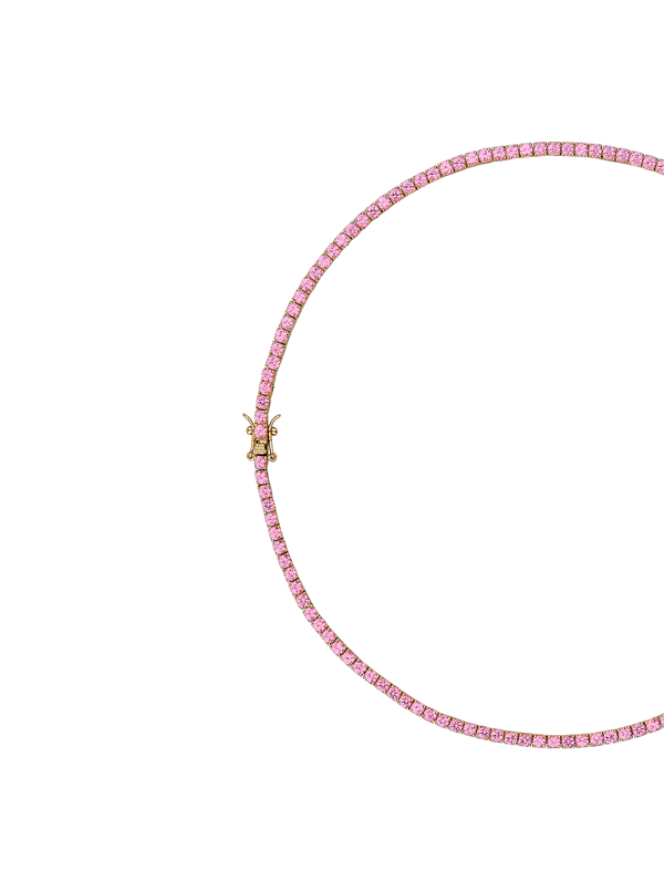 MOSS ROUND CUT, LAB LIGHT PINK SAPPHIRE RIVIÈRE NECKLACE