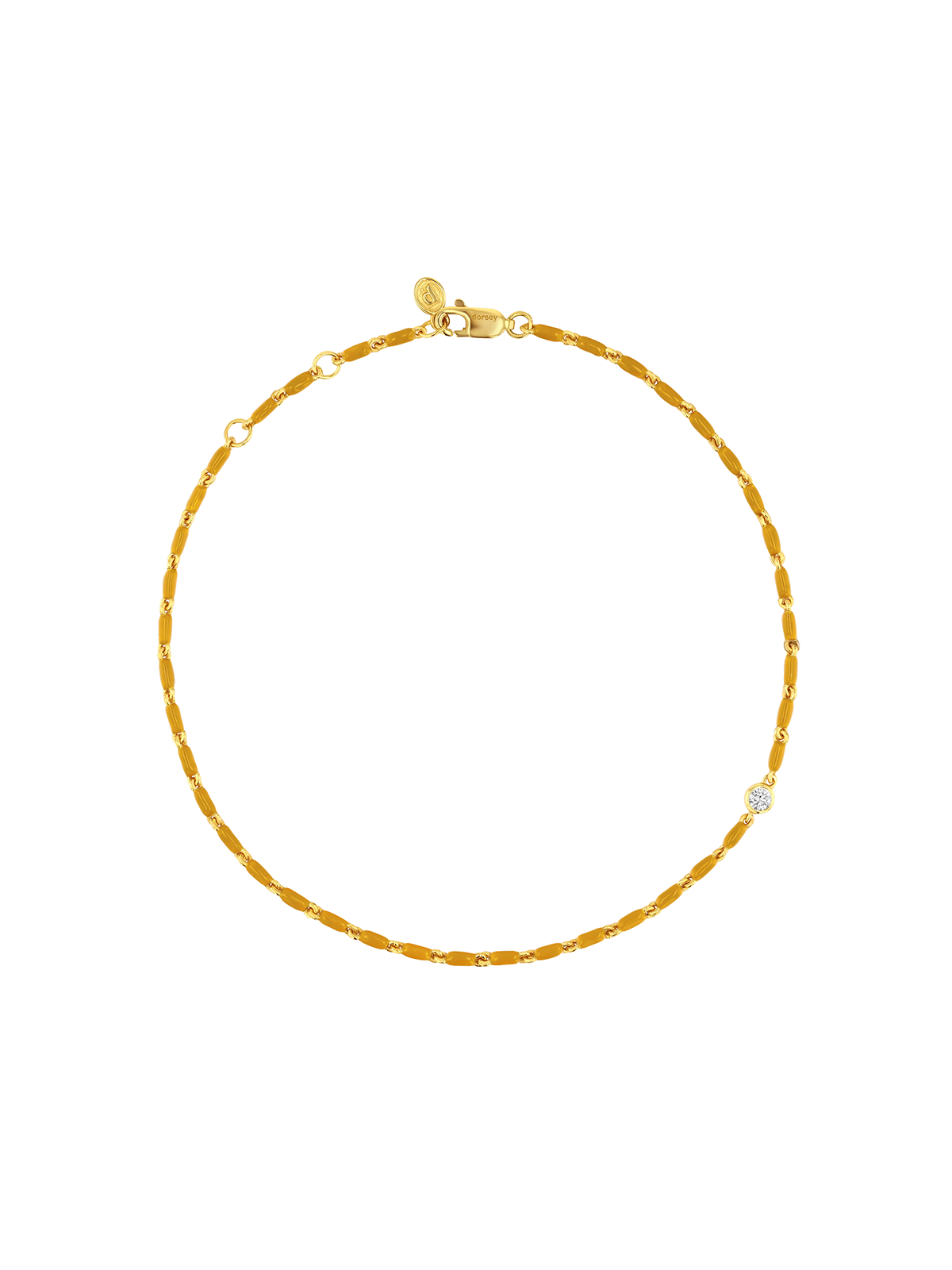 ENAMEL MOISSANITE ANKLET IN MOUTARDE, 18K GOLD VERMEIL
