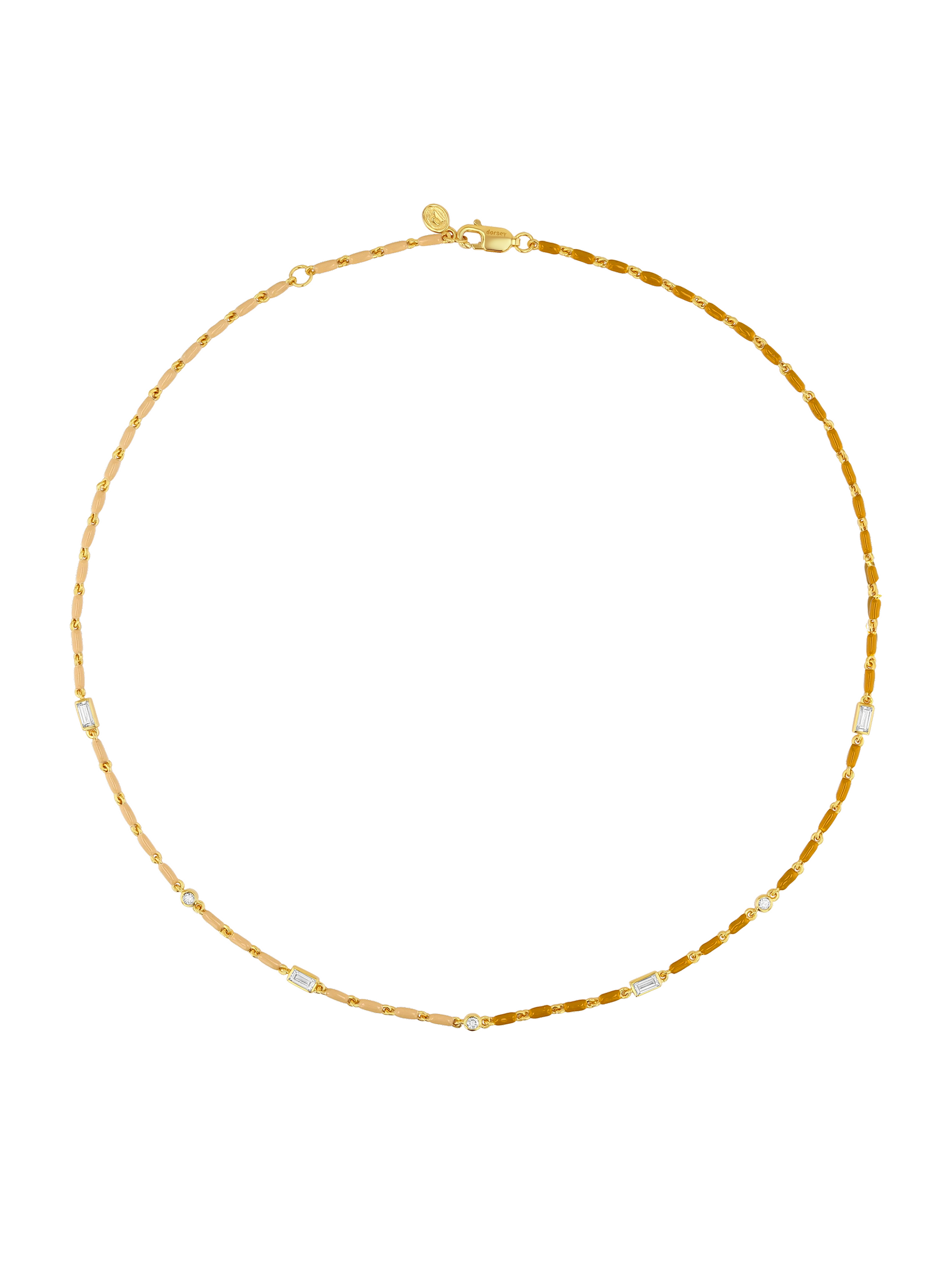 ENAMEL MOISSANITE NECKLACE IN NATUREL, 18K GOLD VERMEIL