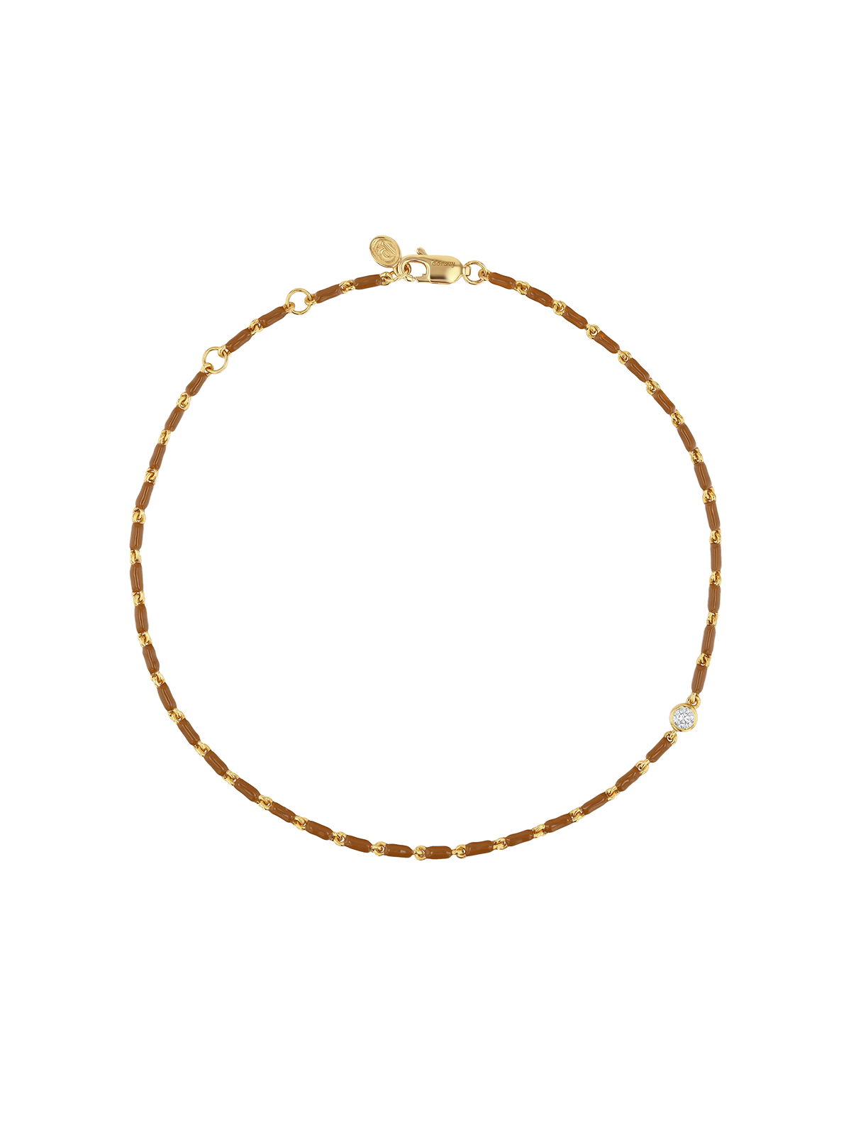 ENAMEL MOISSANITE ANKLET IN NOISETTE, 18K GOLD VERMEIL