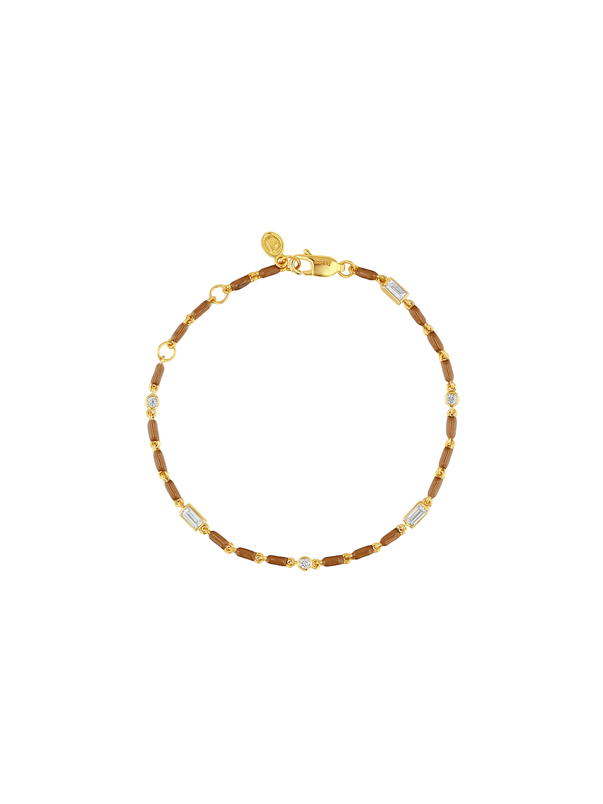 ENAMEL MOISSANITE BRACELET IN NOISETTE, 18K GOLD VERMEIL