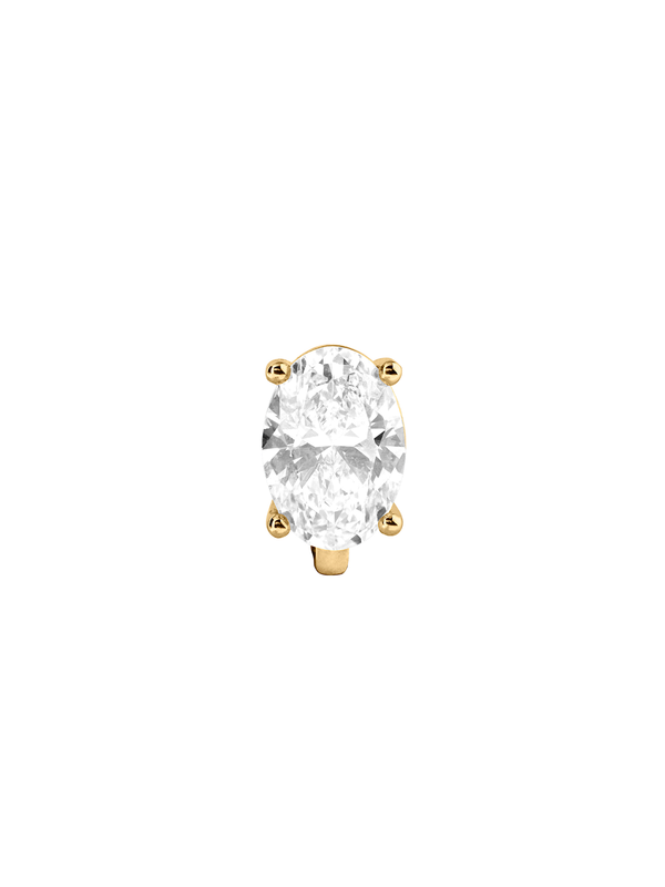 14K OVERSIZED OVAL-CUT HUGGIE EARRING IN LAB DIAMOND