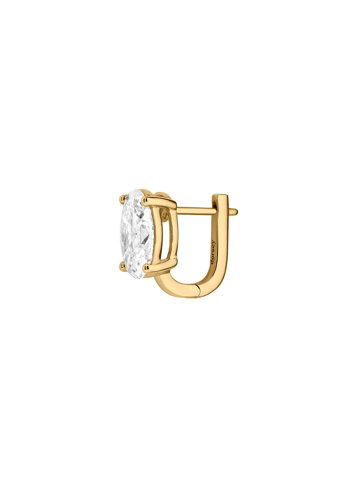 14K OVERSIZED OVAL-CUT HUGGIE EARRING IN LAB DIAMOND