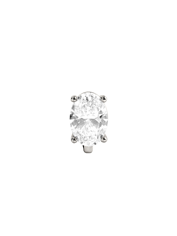14K OVERSIZED OVAL-CUT HUGGIE EARRING IN LAB DIAMOND