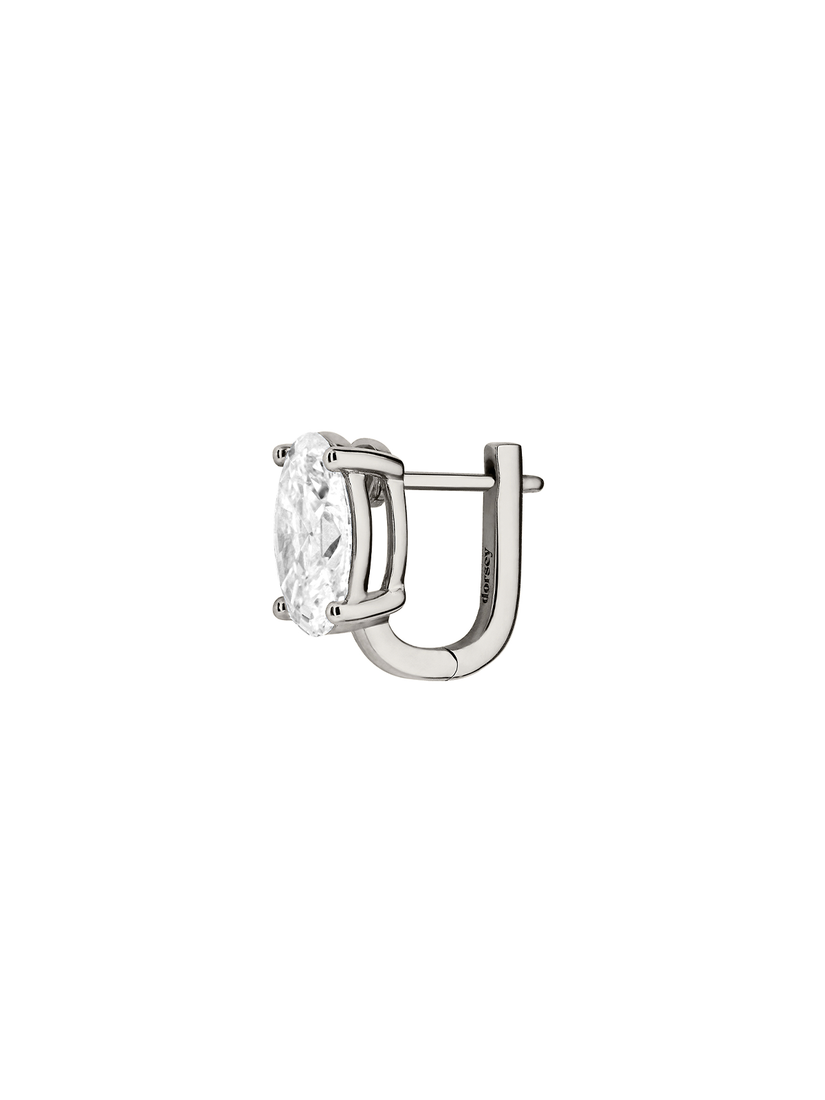 14K OVERSIZED OVAL-CUT HUGGIE EARRING IN LAB DIAMOND