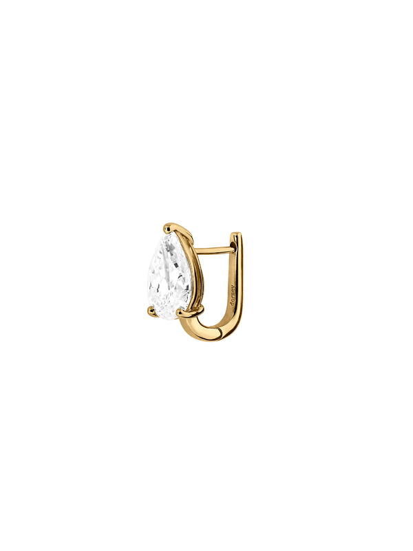 14K OVERSIZED PEAR-CUT HUGGIE EARRING IN LAB DIAMOND