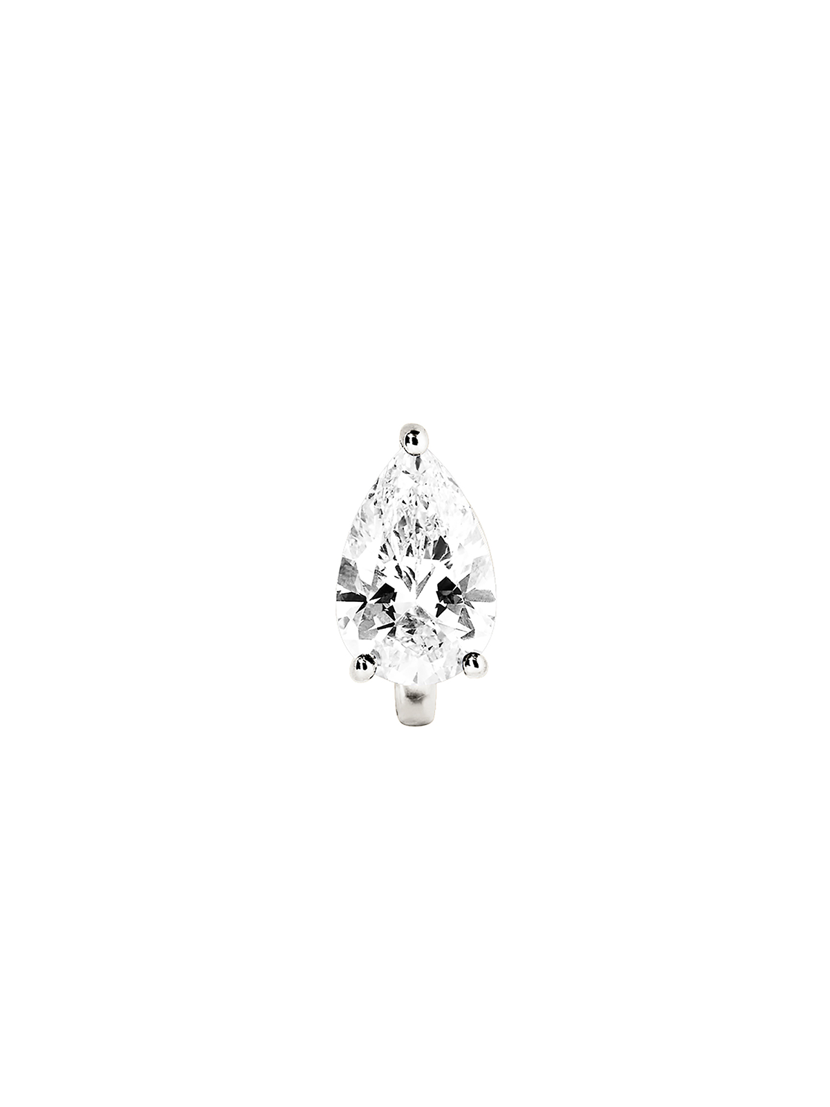 14K ILLUSION HUGGIE EARRING IN PEAR-CUT LAB DIAMOND, 14K WHITE GOLD