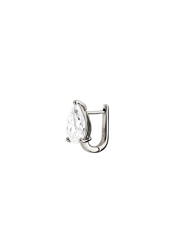 14K OVERSIZED PEAR-CUT HUGGIE EARRING IN LAB DIAMOND