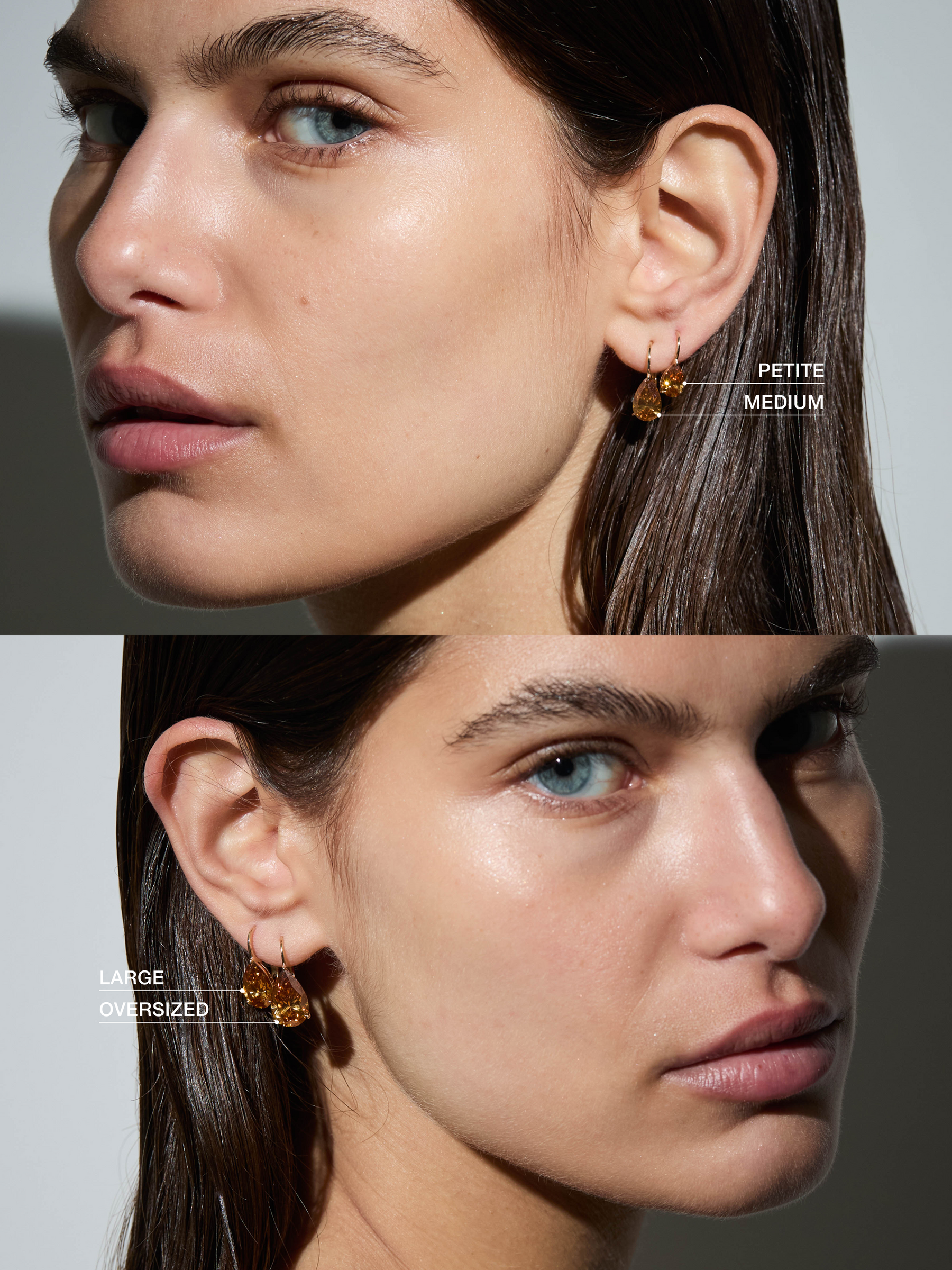 14K ALIENOR PEAR-CUT EARRINGS IN CHAMPAGNE LAB DIAMOND, 14K YELLOW GOLD