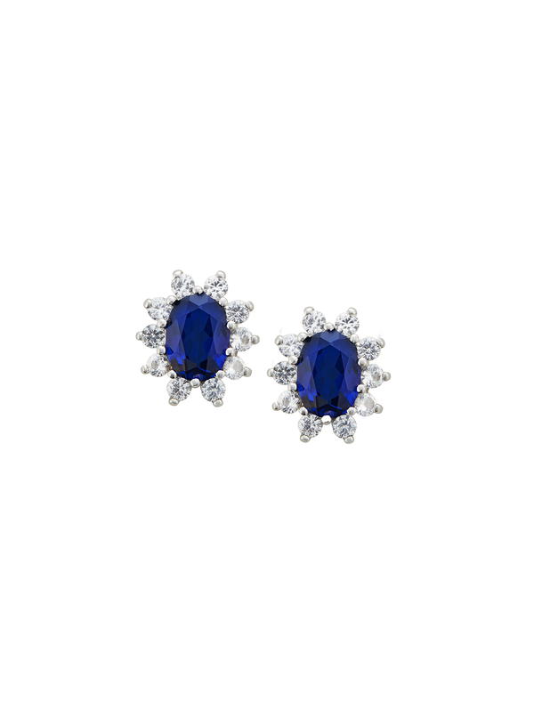 PETITE SPENCER, BLUE AND WHITE SAPPHIRE STUDS