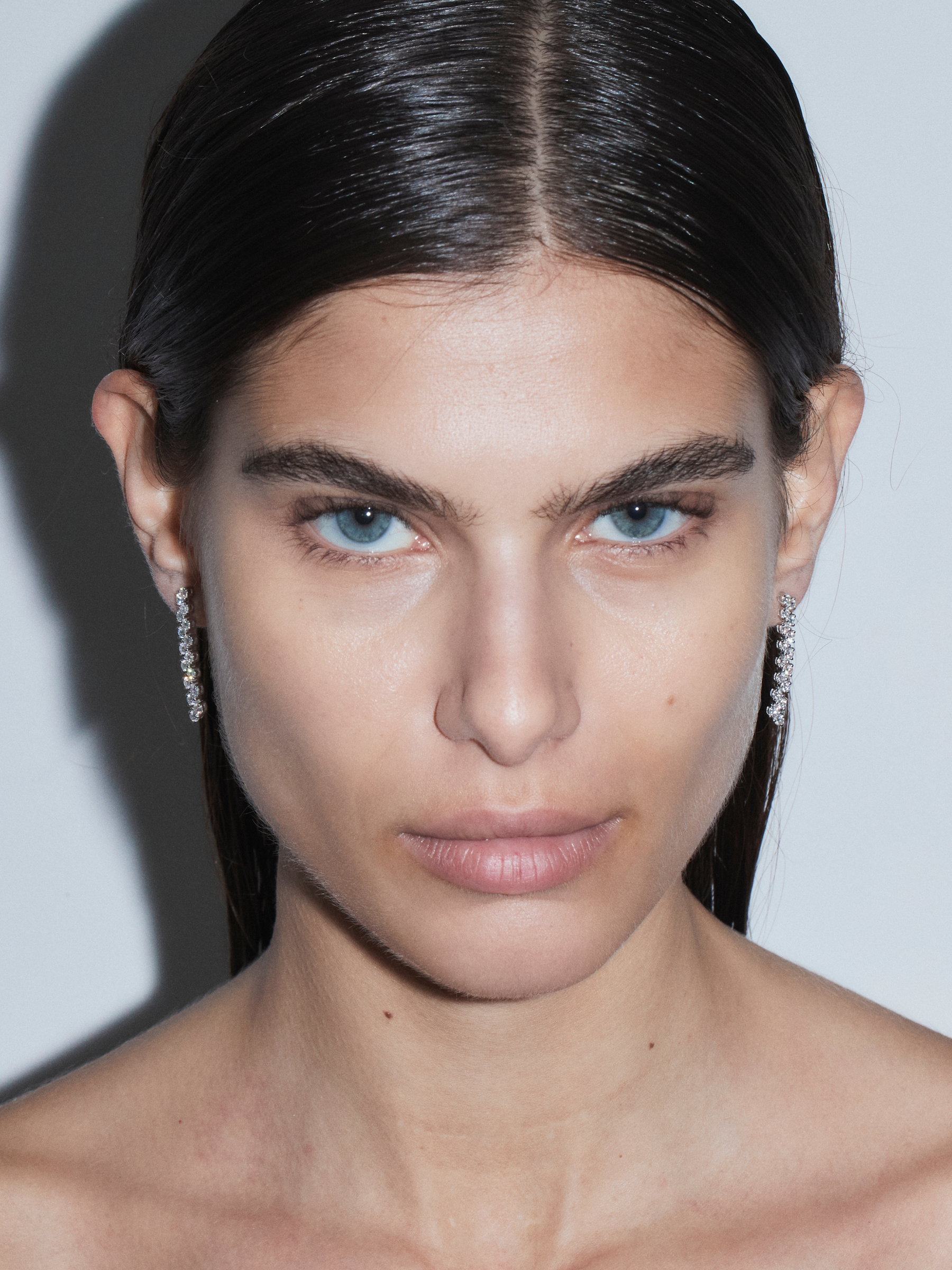 ROMY SHORT RIVIÈRE EARRINGS IN MOISSANITE, STERLING SILVER
