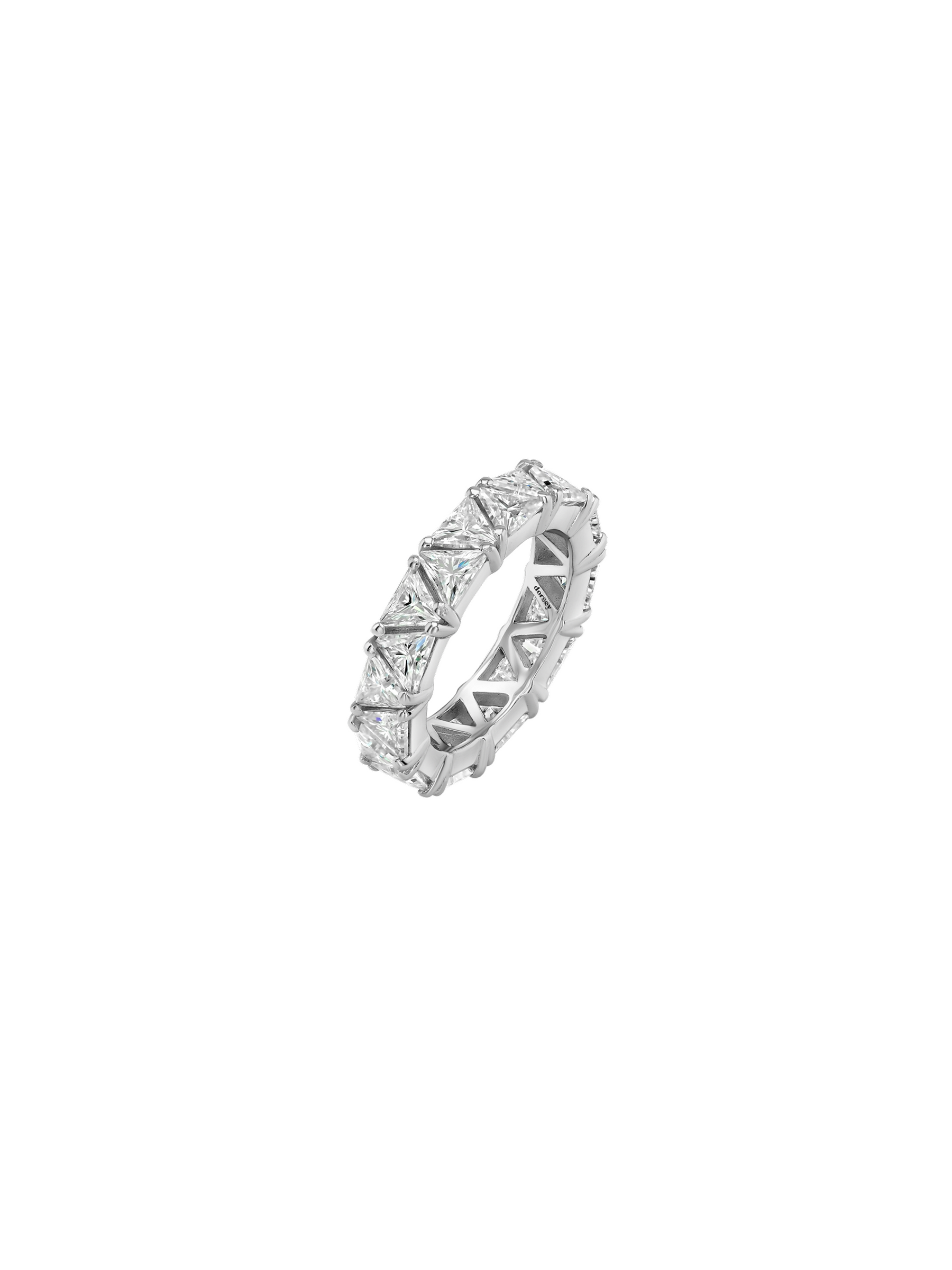 THEODORA TRILLION-CUT ETERNITY BAND IN MOISSANITE, STERLING SILVER