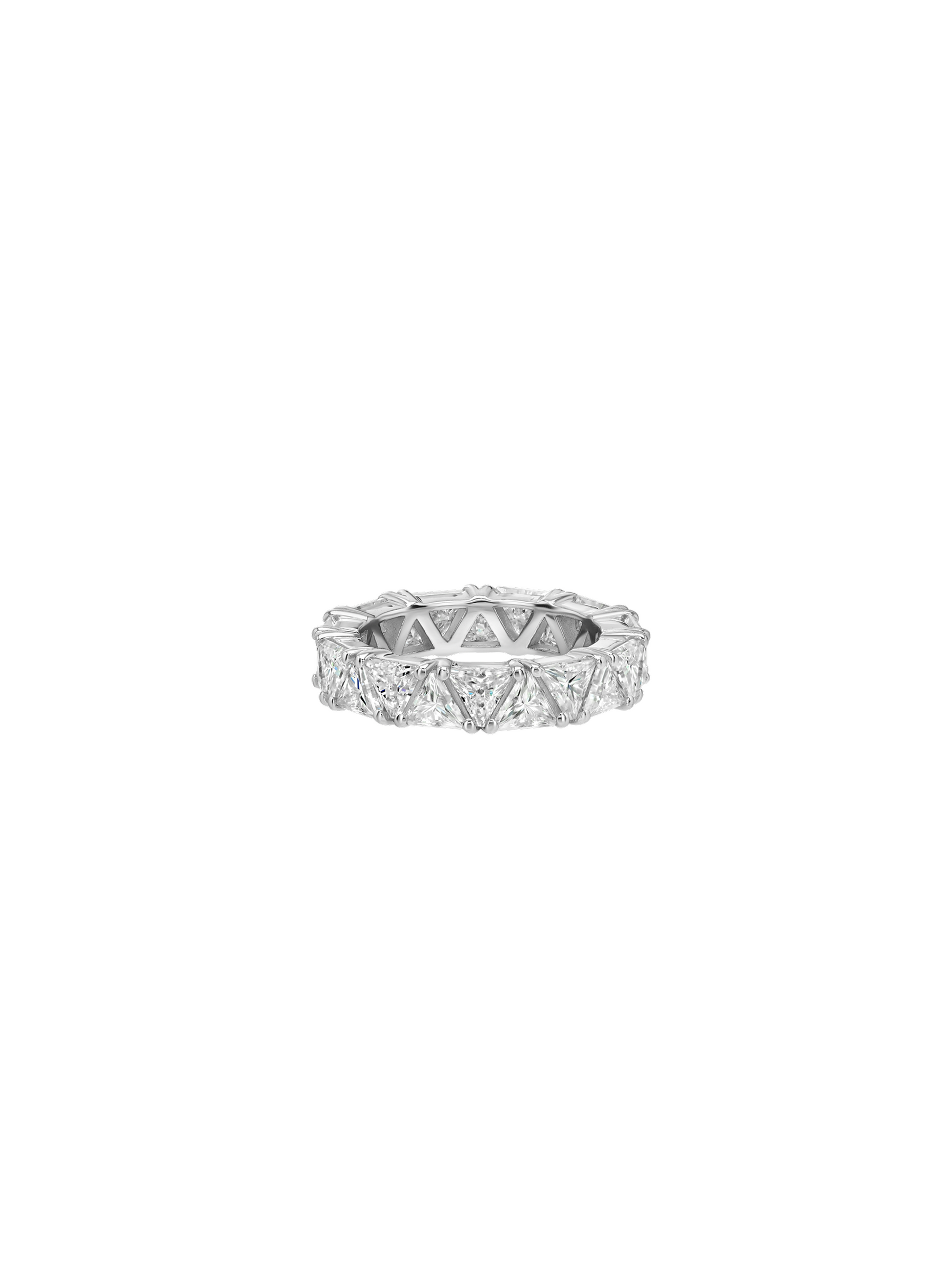 THEODORA TRILLION-CUT ETERNITY BAND IN MOISSANITE, STERLING SILVER