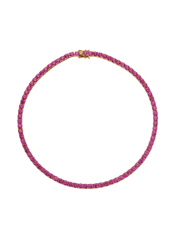 CUSTOM KATE 4.5MM ROUND CUT, LAB-GROWN DARK PINK SAPPHIRE RIVIÈRE  NECKLACE