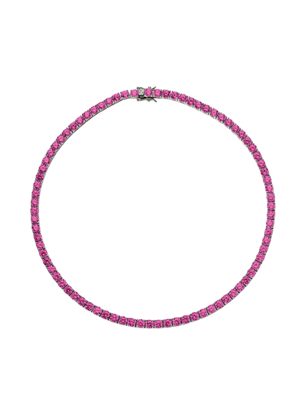 CUSTOM KATE 4.5MM ROUND CUT, LAB-GROWN DARK PINK SAPPHIRE RIVIÈRE  NECKLACE