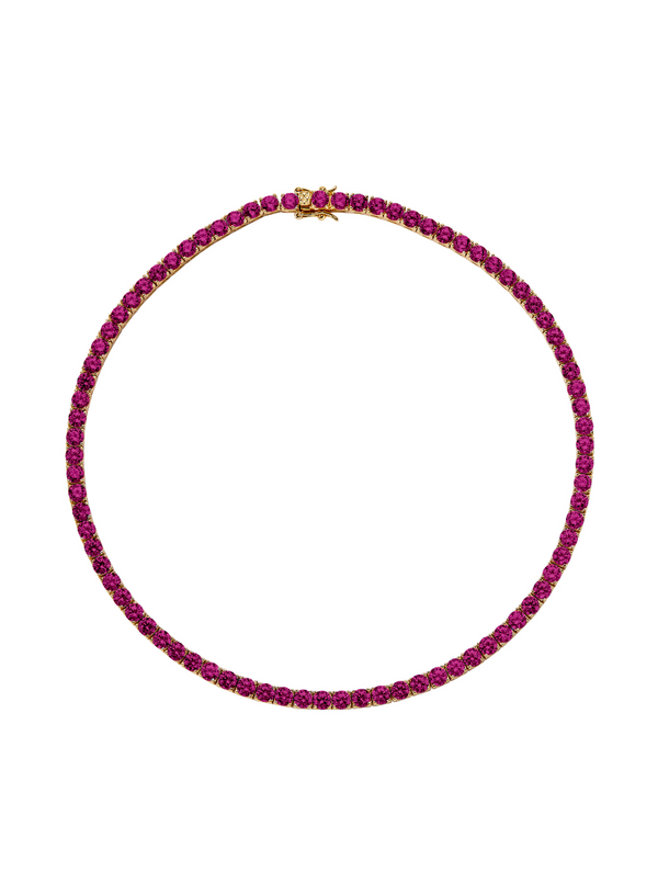 CUSTOM KATE 4.5MM ROUND CUT, LAB RED SAPPHIRE RIVIÈRE  NECKLACE