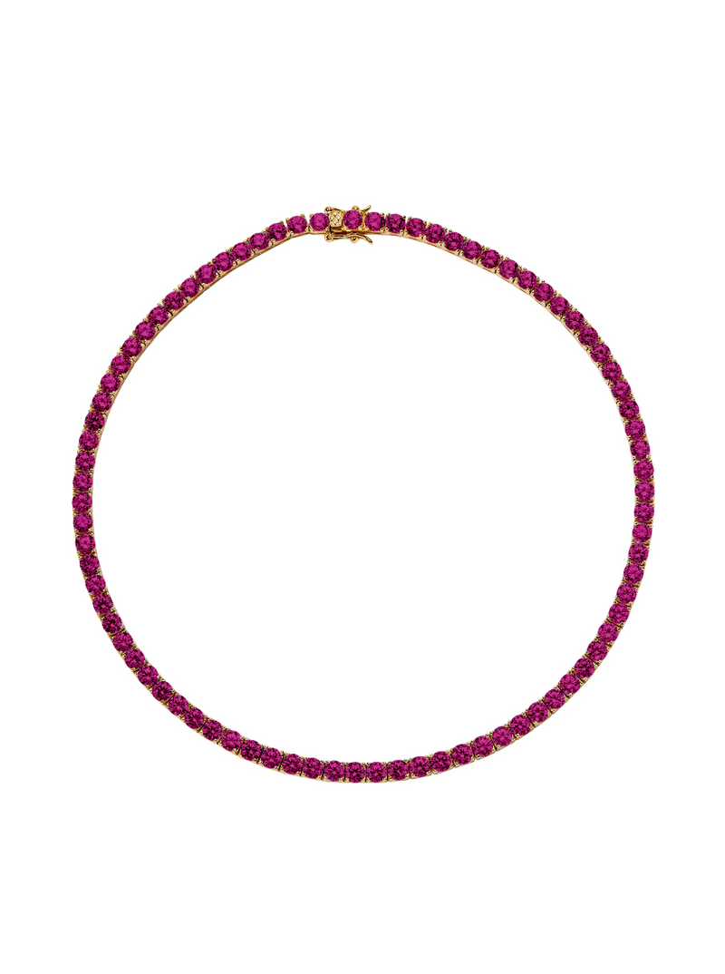 CUSTOM KATE 4.5MM ROUND CUT, LAB-GROWN RED SAPPHIRE RIVIÈRE  NECKLACE