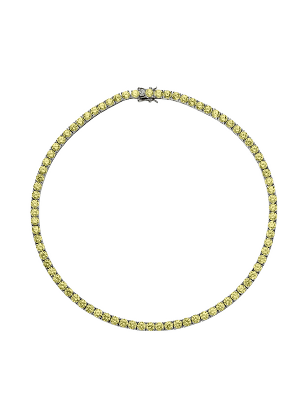 CUSTOM KATE 4.5MM ROUND CUT, LAB-GROWN CANARY YELLOW SAPPHIRE RIVIÈRE  NECKLACE