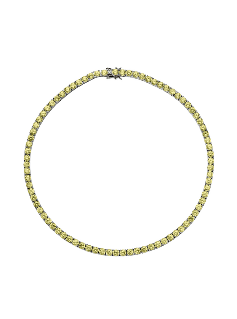 CUSTOM KATE 4.5MM ROUND CUT, LAB-GROWN CANARY YELLOW SAPPHIRE RIVIÈRE  NECKLACE