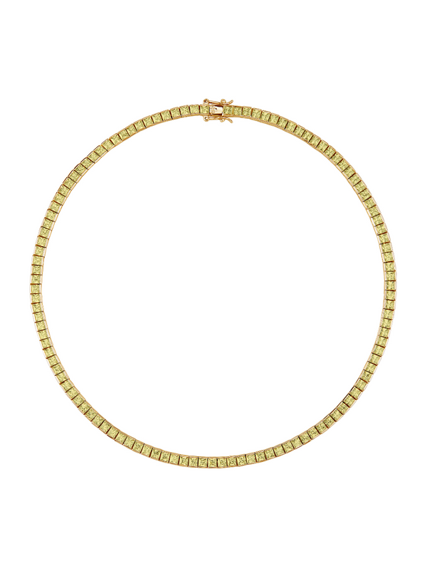 CUSTOM DORSEY PRINCESS CUT, LAB-GROWN CANARY YELLOW SAPPHIRE RIVIÈRE NECKLACE