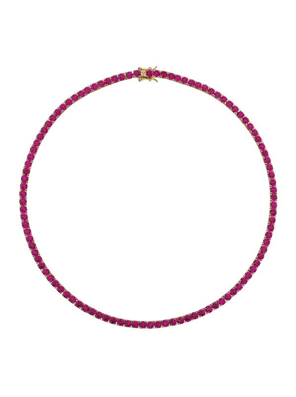 CUSTOM KATE ROUND CUT, LAB-GROWN RED SAPPHIRE RIVIÈRE NECKLACE