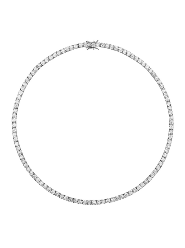 KATE ROUND CUT, LAB-GROWN WHITE SAPPHIRE SILVER RIVIÈRE NECKLACE