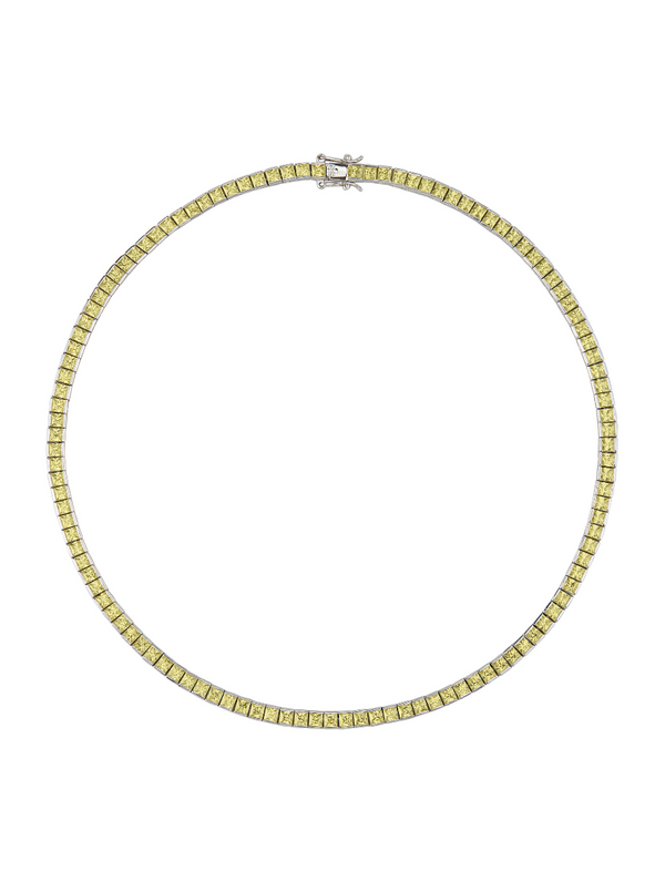 CUSTOM DORSEY PRINCESS CUT, LAB-GROWN CANARY YELLOW SAPPHIRE RIVIÈRE NECKLACE