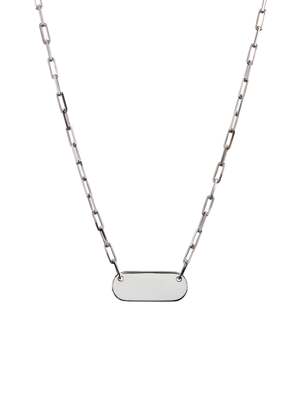 LARGE BAR ID NECKLACE, SILVER