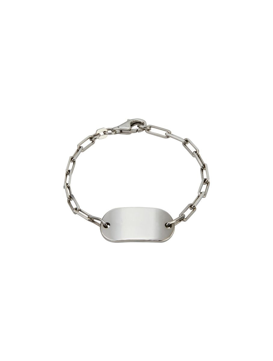 SMALL BAR ID BRACELET, SILVER
